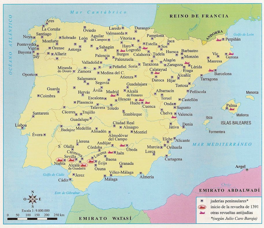 Mapa delas juderías medievales